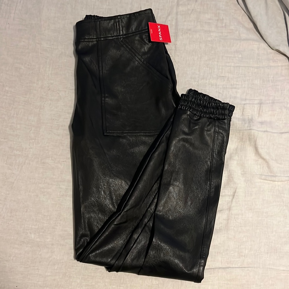 Faux Leather Black Jogger Pants